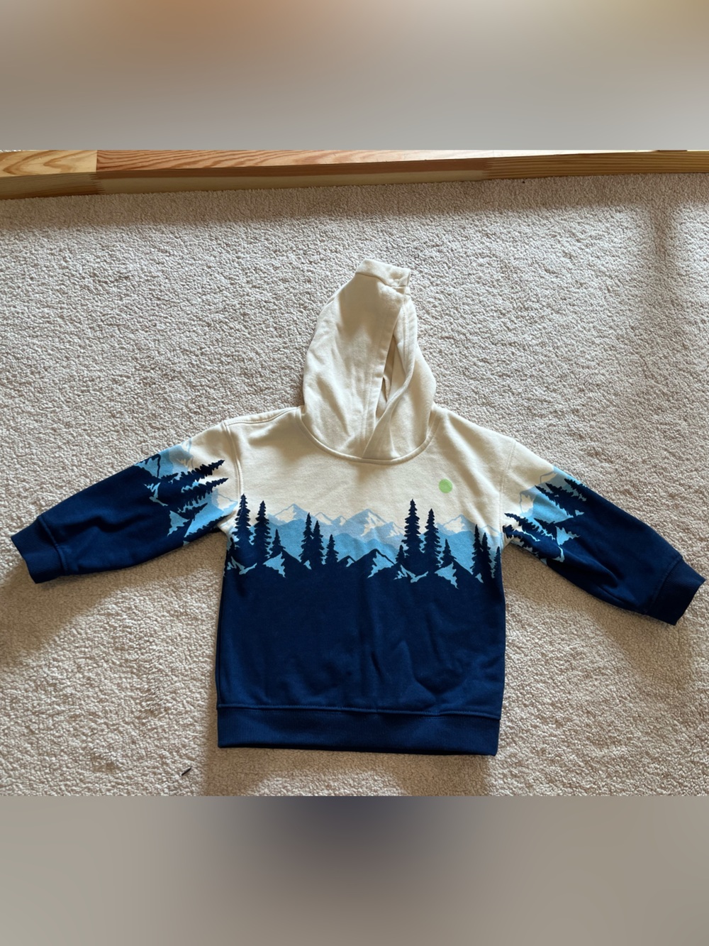 OshKosh B'gosh Cream & Navy Mountain Hoodie with Pine Tree Print